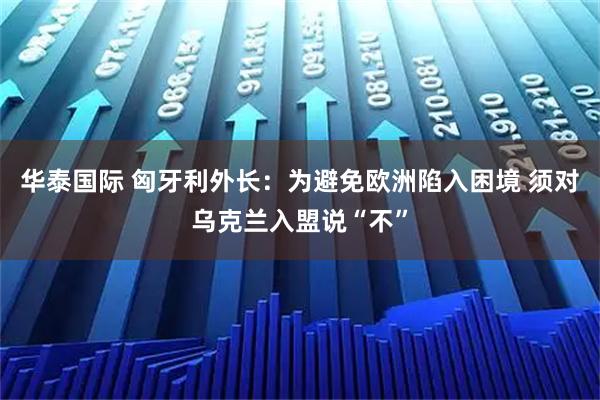 华泰国际 匈牙利外长：为避免欧洲陷入困境 须对乌克兰入盟说“不”
