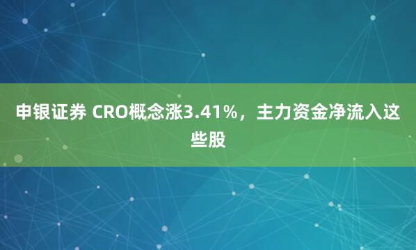 申银证券 CRO概念涨3.41%，主力资金净流入这些股